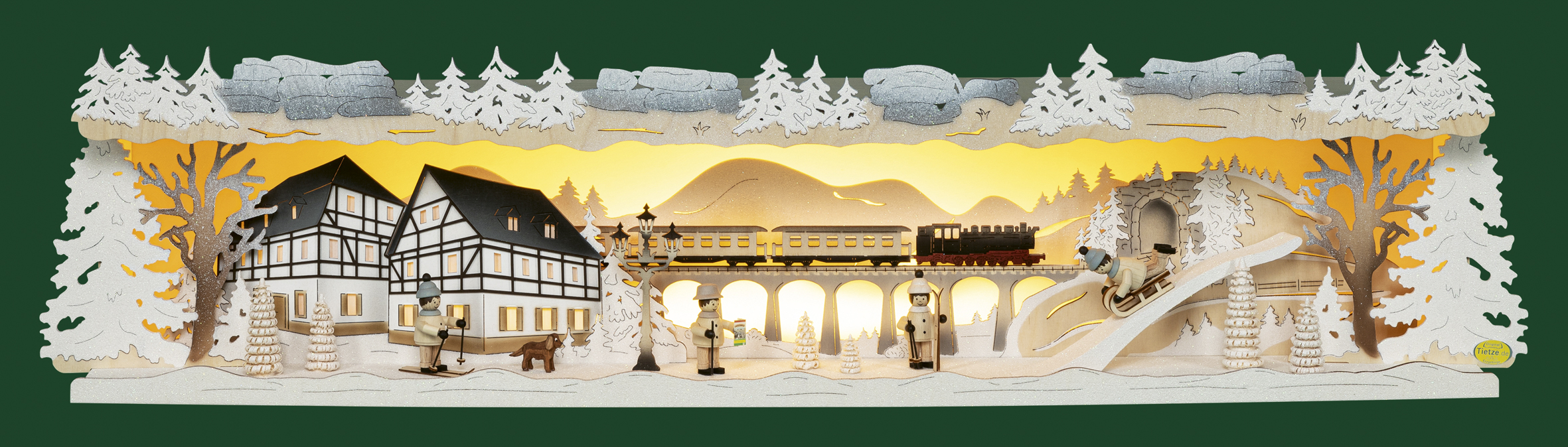 Tietze Schwibbogenerhöhung-LED Winterland Erzgebirge, Schnee, 76 cm