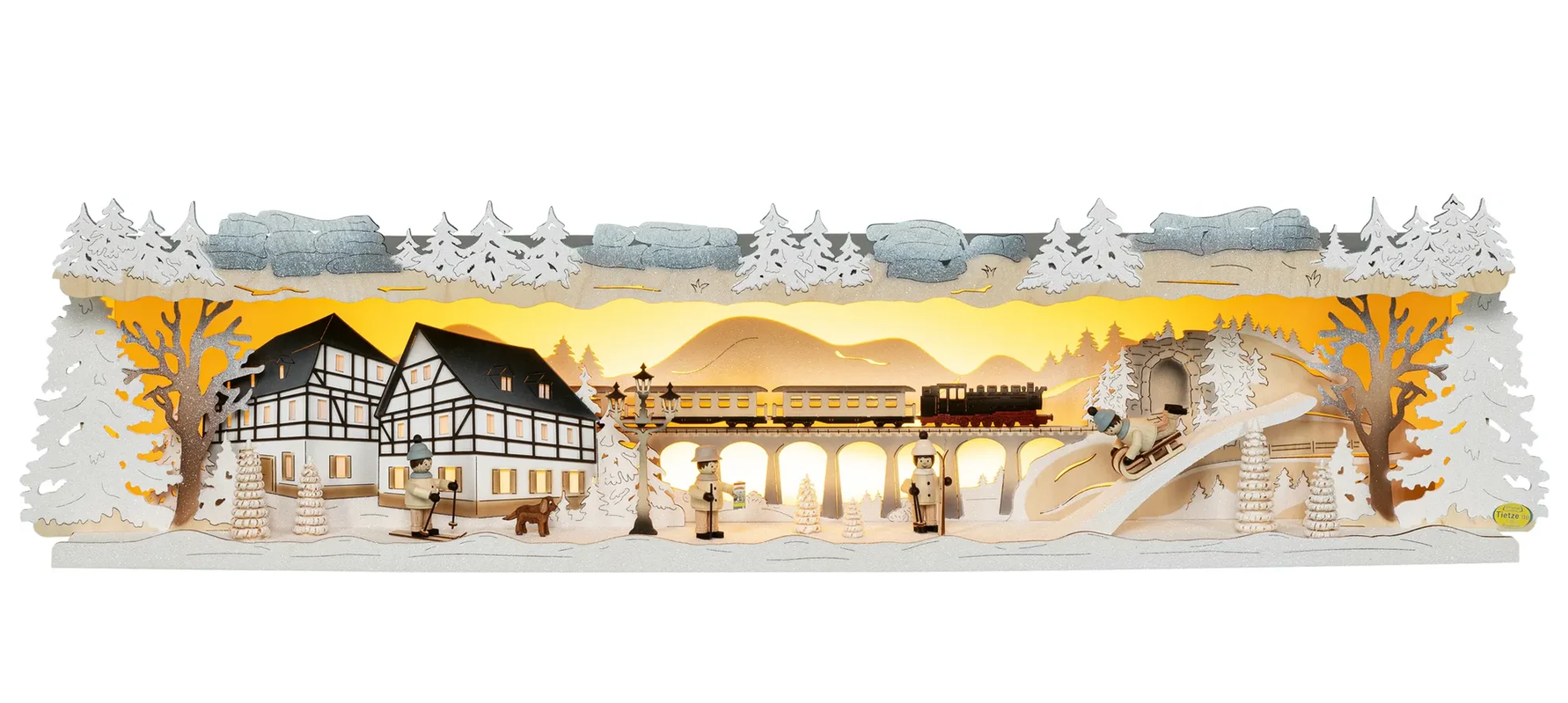 Tietze Schwibbogenerhöhung-LED Winterland Erzgebirge, Schnee, 76 cm