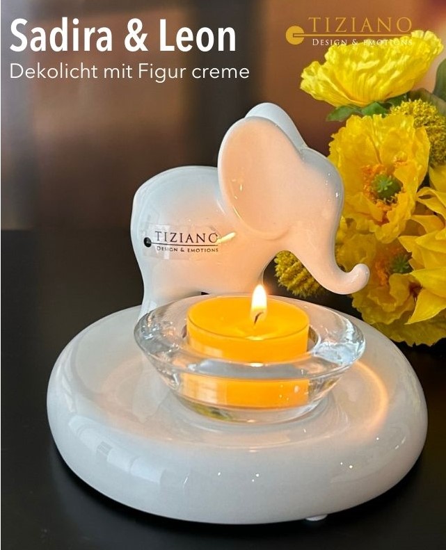 Tiziano Dekolicht Elefant Leon 12,5 cm mit Glasaufsatz Trixy 723361-12 Tiziano Dekolicht Elefant Leon 12,5 cm mit Glasaufsatz Trixy 723361-12