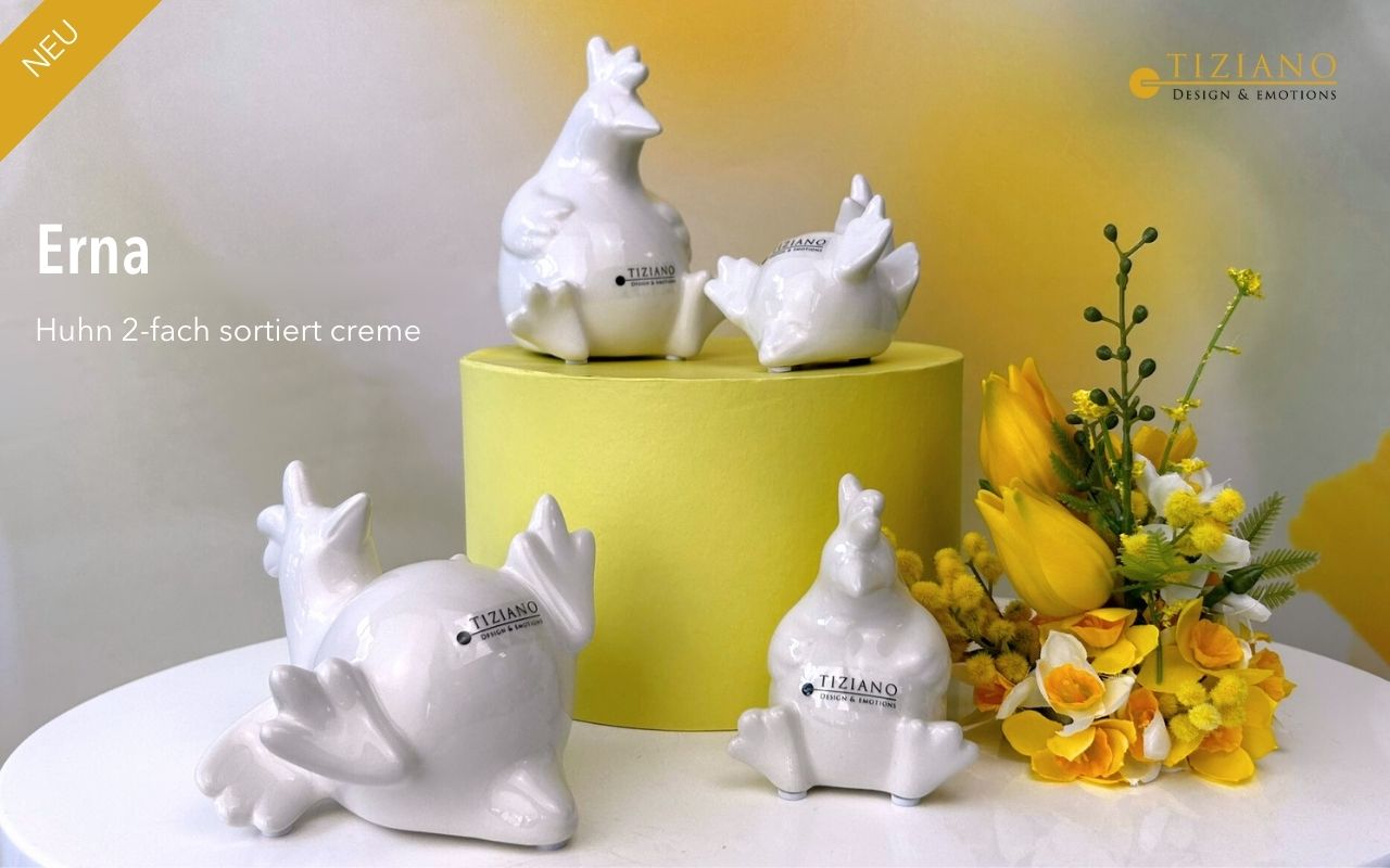 Tiziano Huhn Erna sitzend/liegend creme