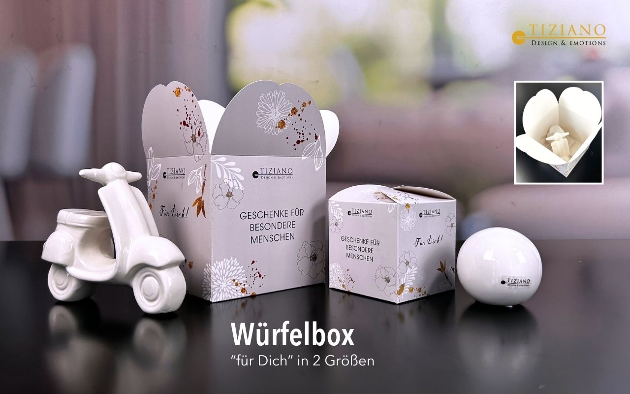 Tiziano Geschenkverpackung / Würfelbox Für Dich 10x10 od. 15x15 cm Tiziano Geschenkverpackung / Würfelbox Für Dich 10x10 od. 15x15 cm
