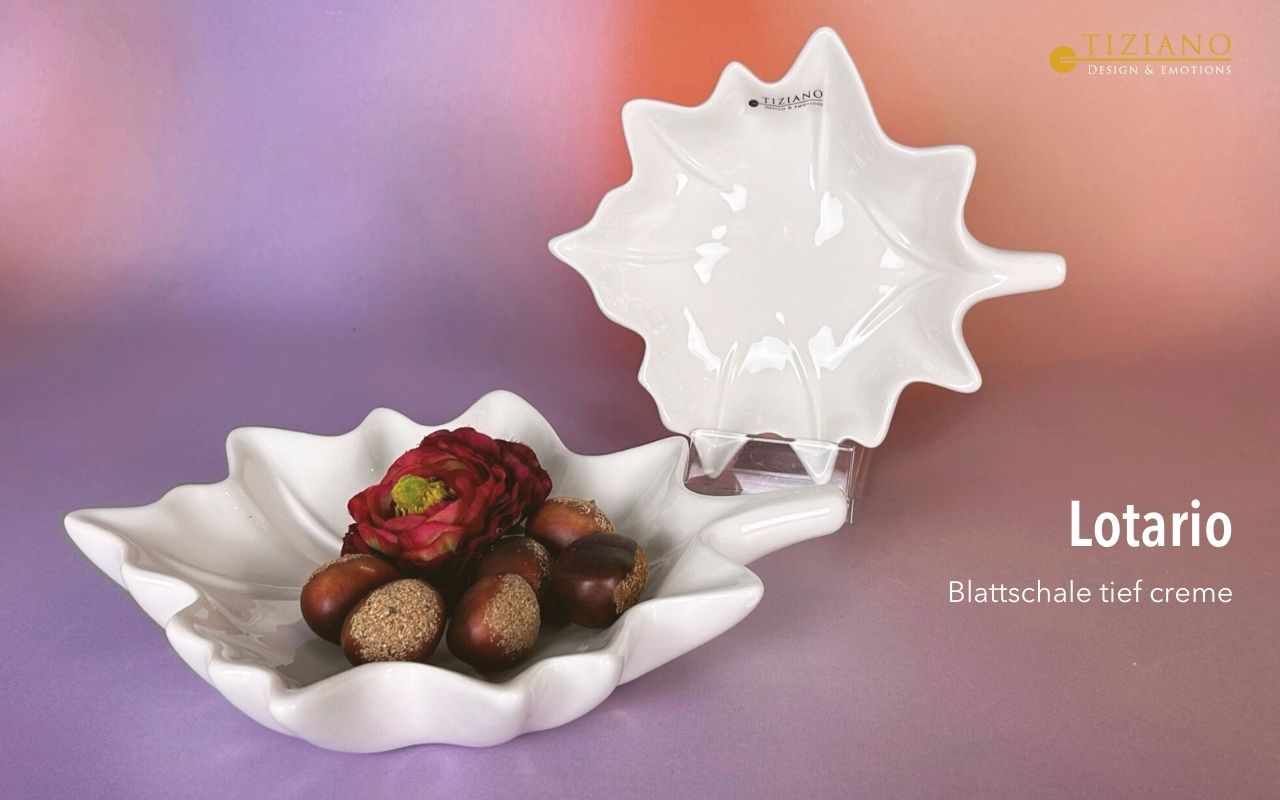 Tiziano Blattschale Lotario tief creme
