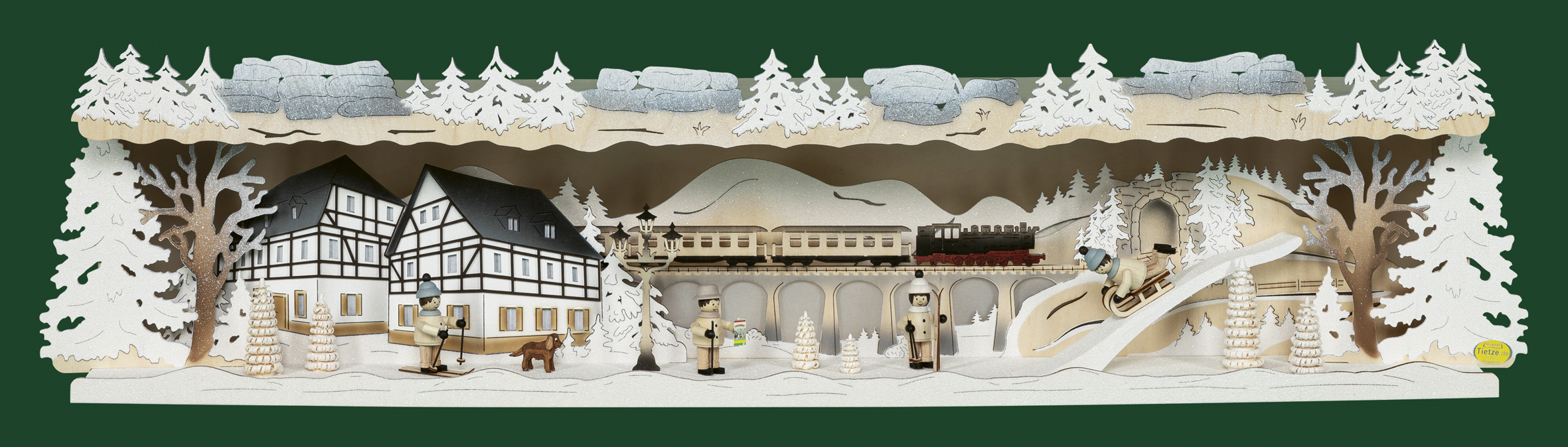 Tietze Schwibbogenerhöhung-LED Winterland Erzgebirge, Schnee, 76 cm
