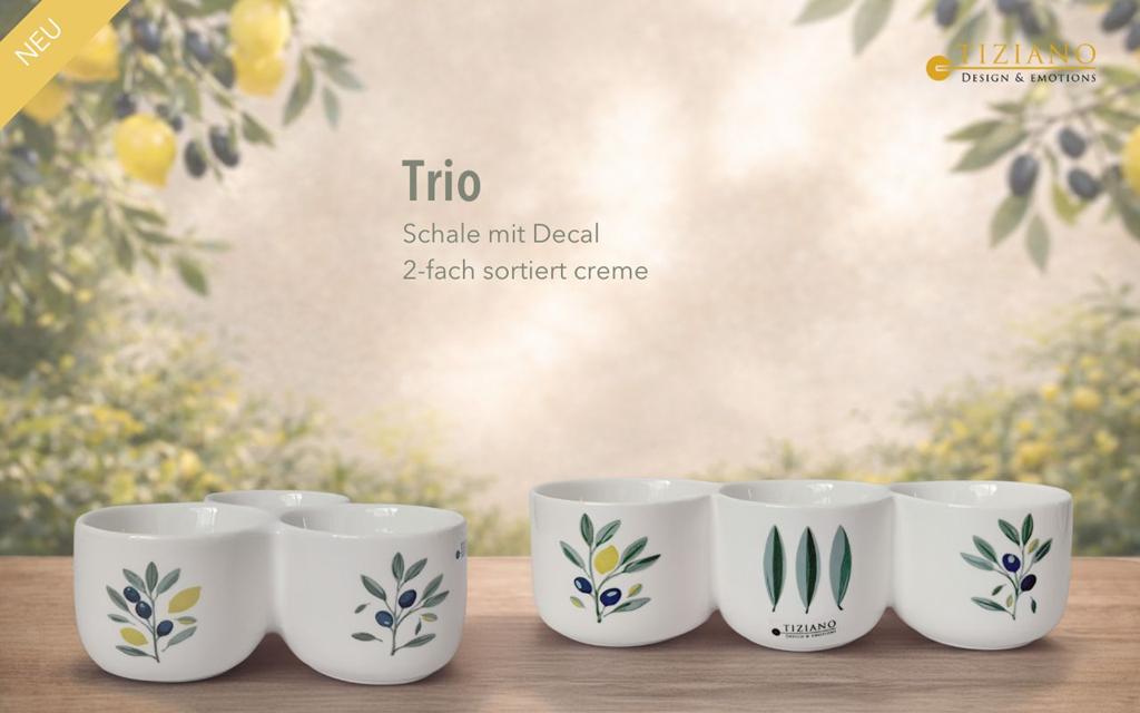 Elegantes Trio dekorativer Schalen mit floralen Aufklebern, perfekt zum Servieren von Snacks oder als Dekorationsstück. Ideal, um die Küchenästhetik mit einem Hauch von Natur aufzuwerten.