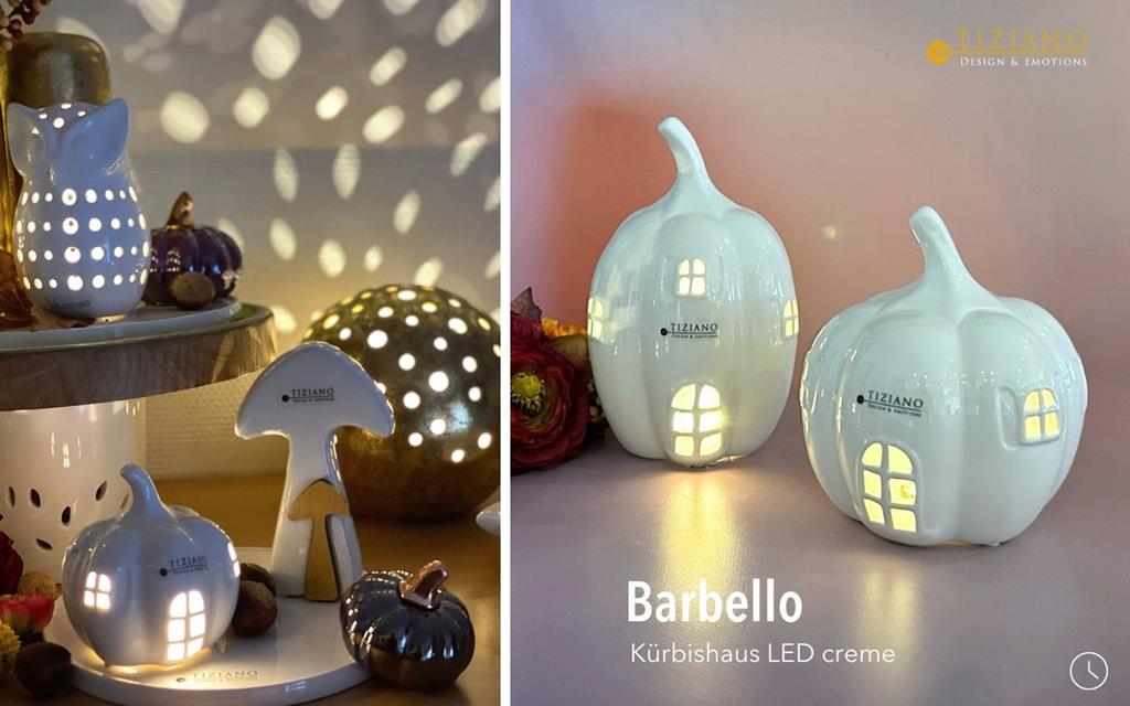 Tiziano Kürbishaus Barbello LED creme mit Timerfunktion 721851-9