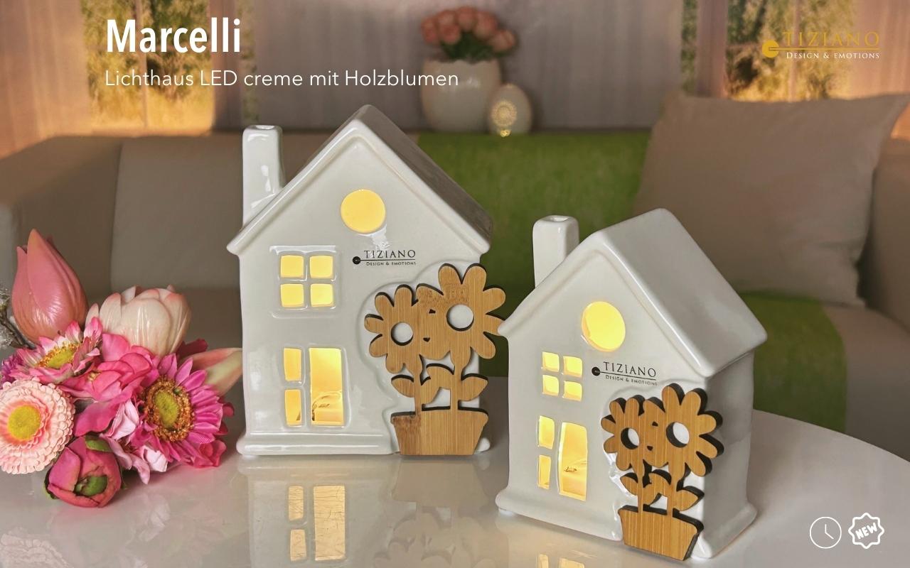 Tiziano Haus Marcelli LED & Timer mit Holzblume 729731-12