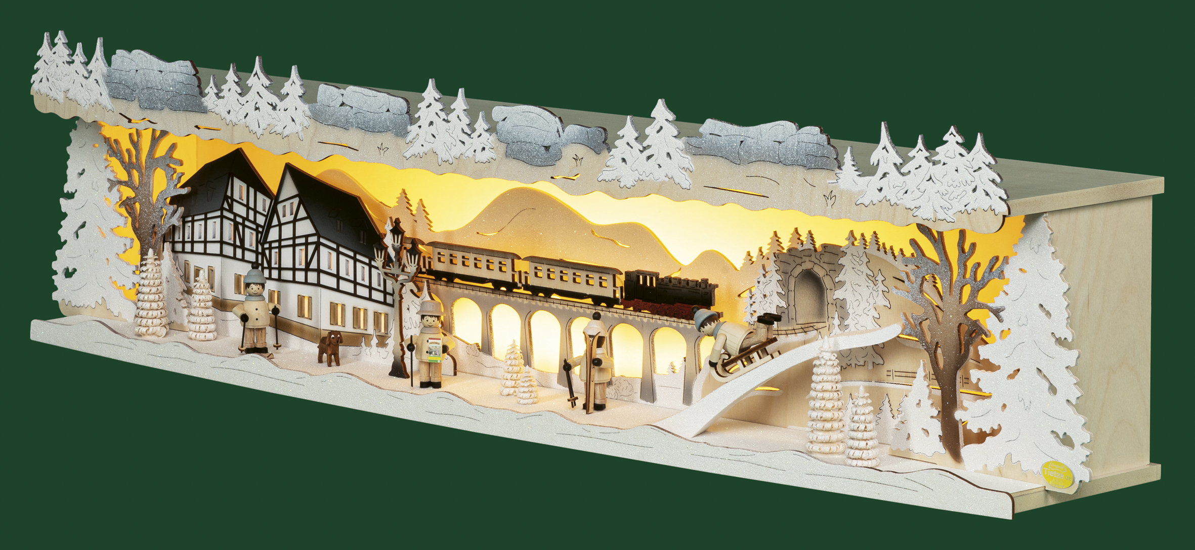 Tietze Schwibbogenerhöhung-LED Winterland Erzgebirge, Schnee, 76 cm