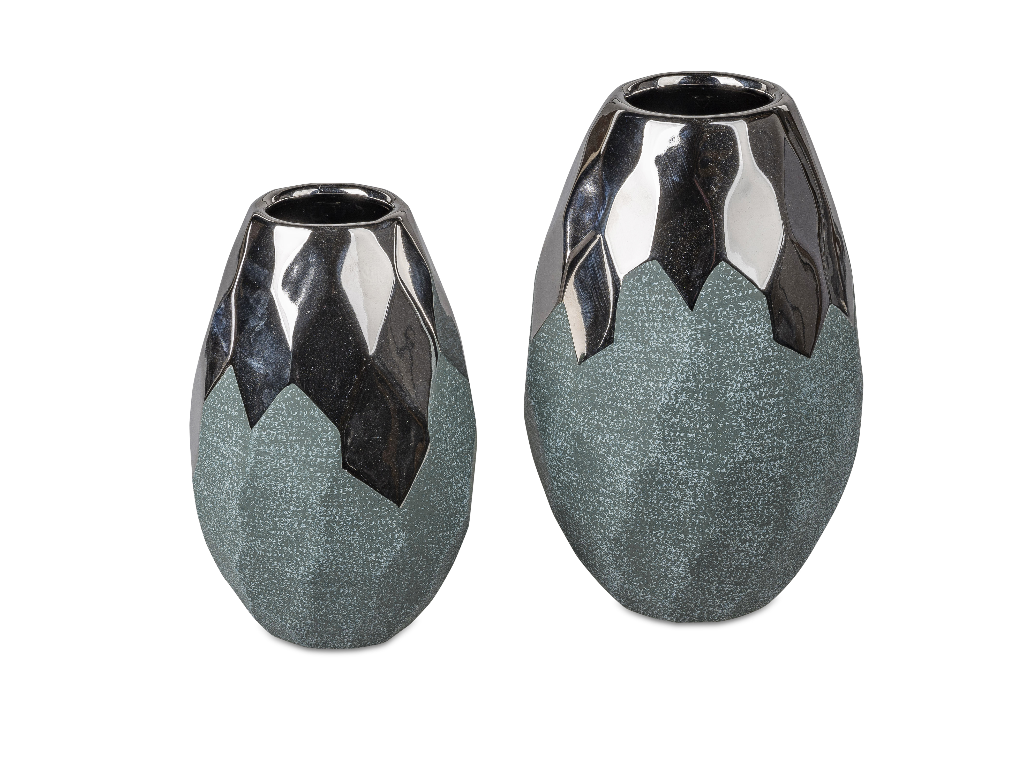 Formano Vase hoch petrol-silber, Art. 777096-44