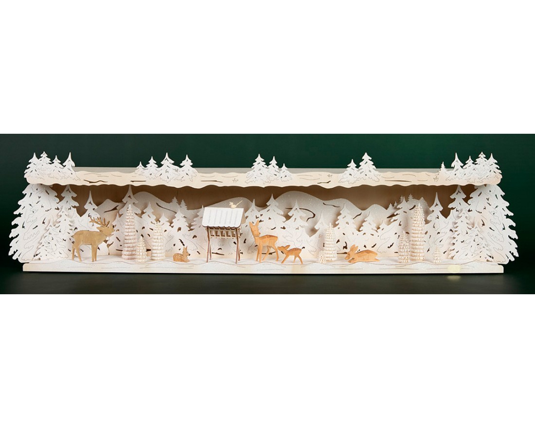 Tietze LED Schwibbogenerhöhung 77cm erzgebirgischer Winterwald verschneit 77 x 20 x 15 (Art. 62