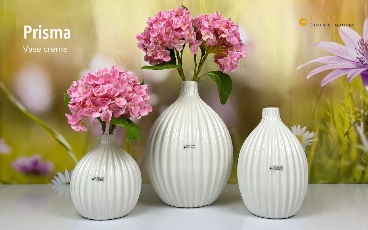 Tiziano Vase Prisma bauchig / schmal creme